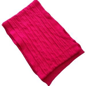 EVELYN 100% Cashmere Lightweight Cable Knit Scarf in Fuchsia Pink